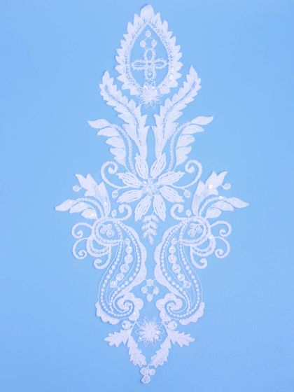Ivory Embroidered Applique 30 cm x 15 cm / 12" x 6"