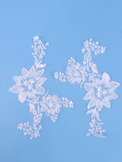 Applicazioni floreali avorio - 5cm x 11cm/2" x 4,3"